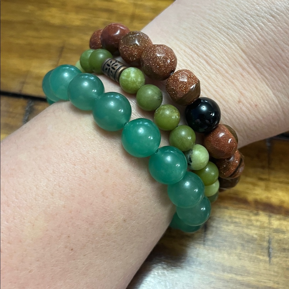 Set Of 3 Gemstone Bracelets Size 7
